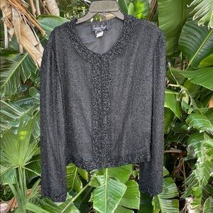 vintage Lawrence Kazar beaded silk crop jacket